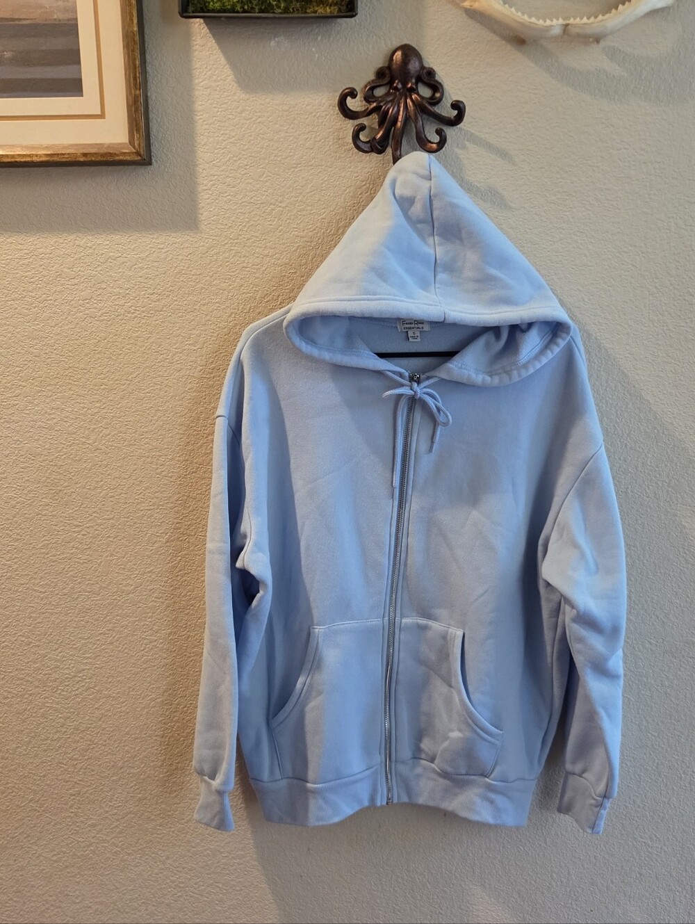 Light Blue Womens Zip Up  Hoodie Sweater Size Small